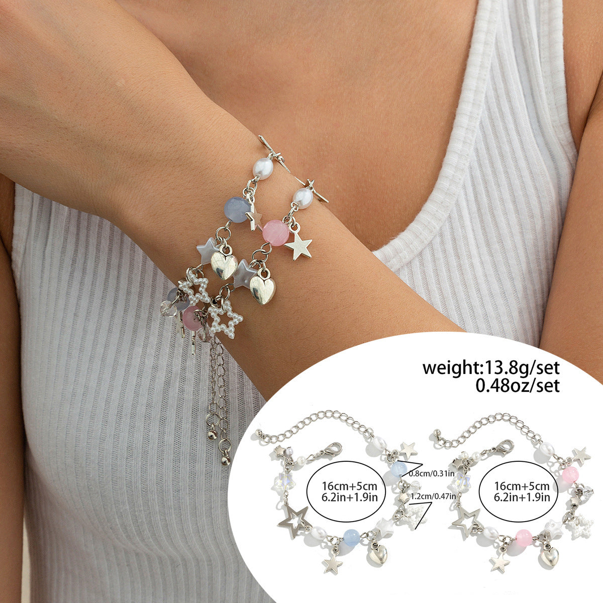Star Pendant Tassel Bracelet Set