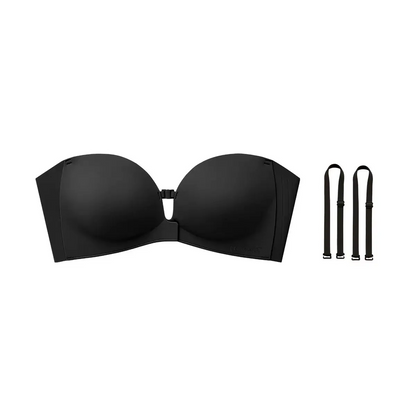 Womens Strapless Front Closure Bra Push Up Lift Bra Padded Add Cup Non Slip Anti-Slip Grip Wireless Supportive Seamless Comfortable Tube Jelly Bra A B C Cup